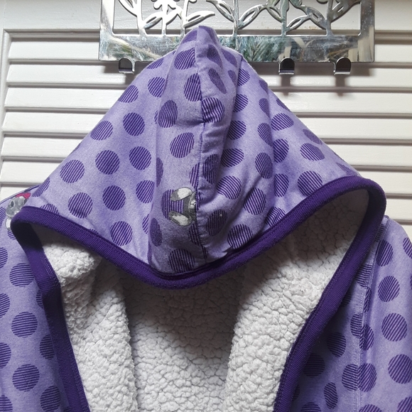 Woodrow & Friends Kid's  Sherpa Lined Robe Bunny Purple L (14/16) - Picture 2 of 10